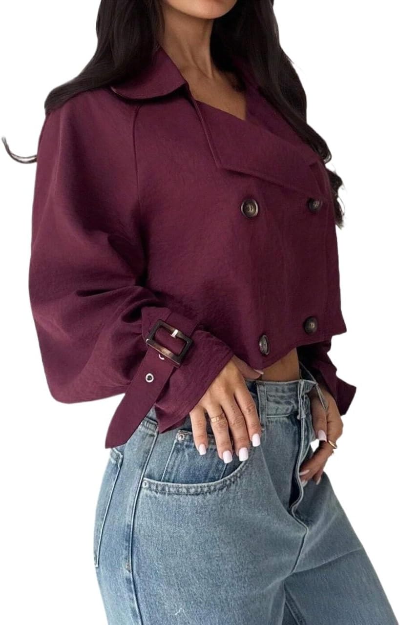 Womens Fashion Trench Outwear Casual Autumn Trench Coat Jacket Coat