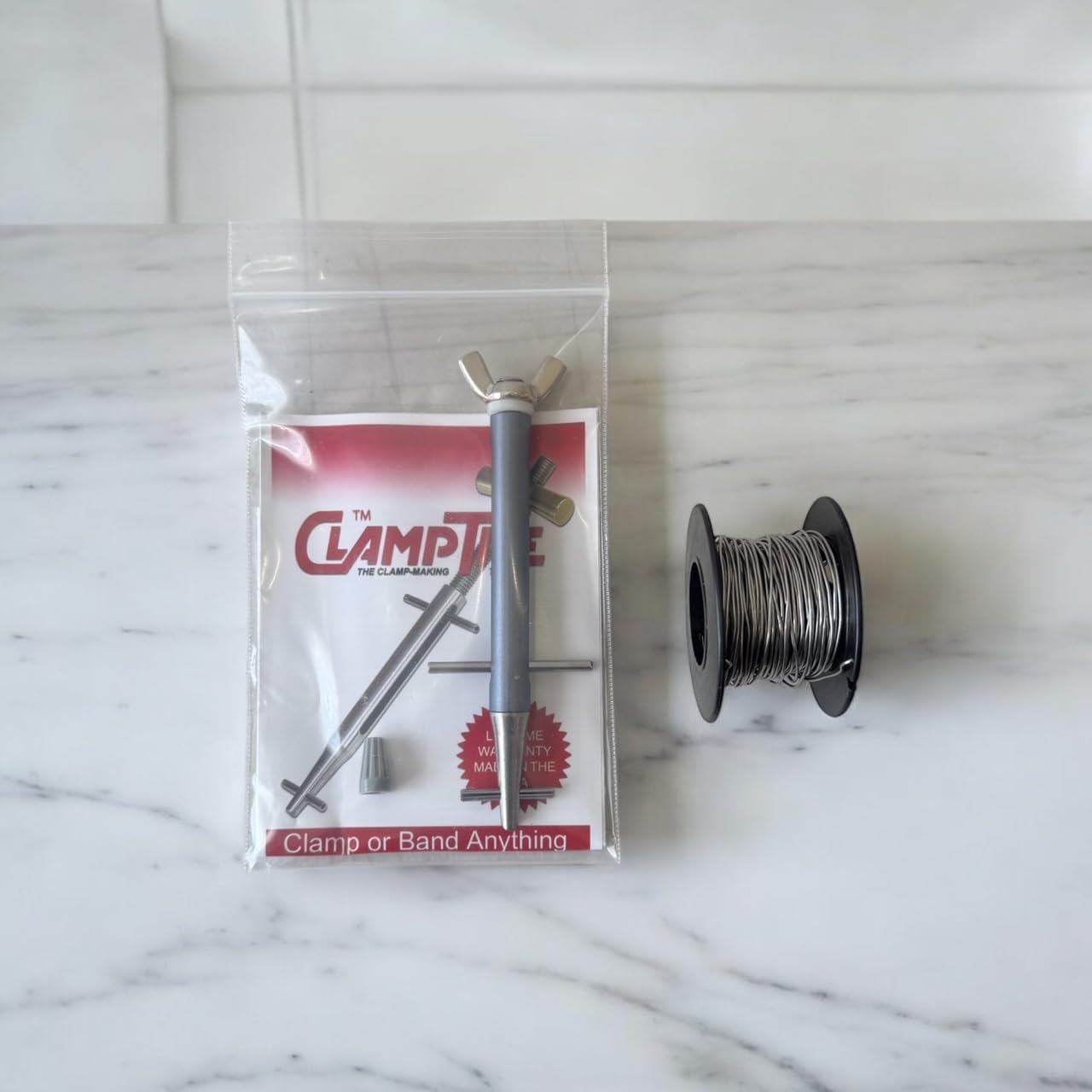 Clamptite CLT05 4-3/4 Stainless Steel Tool with (25 foot) 0.032 Safety Wire Kit