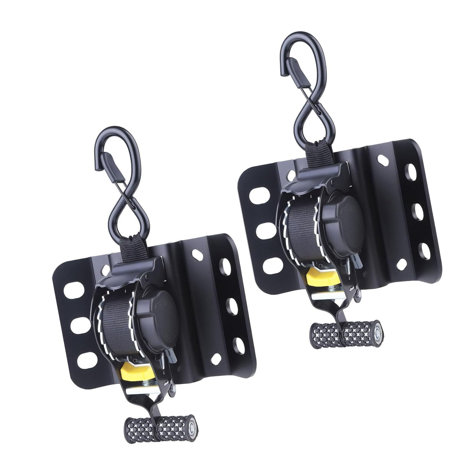 Cinghie di Ancoraggio a Cricchetto Automatico Retrattile da 2 Pezzi con Clamp/Holder - Kit Tenditore a Cricchetto per Carico Adatto per Auto, Moto, Traslochi