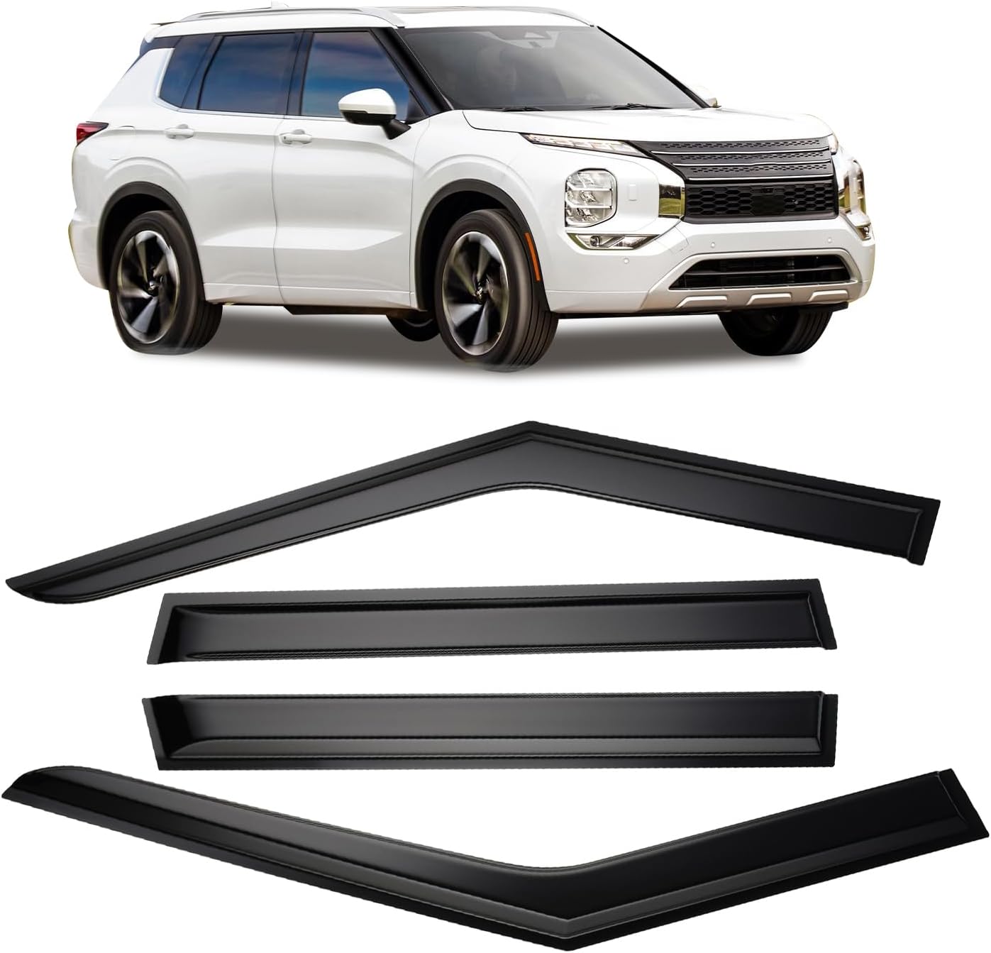 Tape-on Sun/Rain Guard Side Window Visor Deflectors Rain Guards for Mitsubishi Outlander 2022 2023 2024，Window deflectors