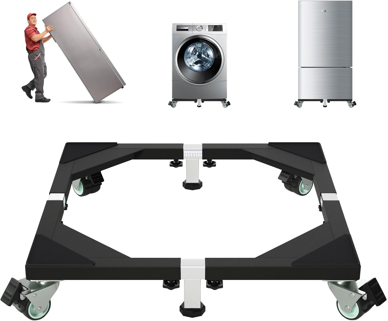 I’Ezonk Heavy Duty All Stainless Steel Mobile Mini Fridge Stand, Refrigerator Stand and Washing Machine Stand With Wheels, Adjustable Furniture Dolly for Washer, Refrigerator and Dryer(Black) I’Ezonk Heavy Duty All Stainless Steel Mobile Mini Fridge Stand, Refrigerator Stand and Washing Machine Stand With Wheels, Adjustable Furniture Dolly for Washer, Refrigerator and Dryer(Black)