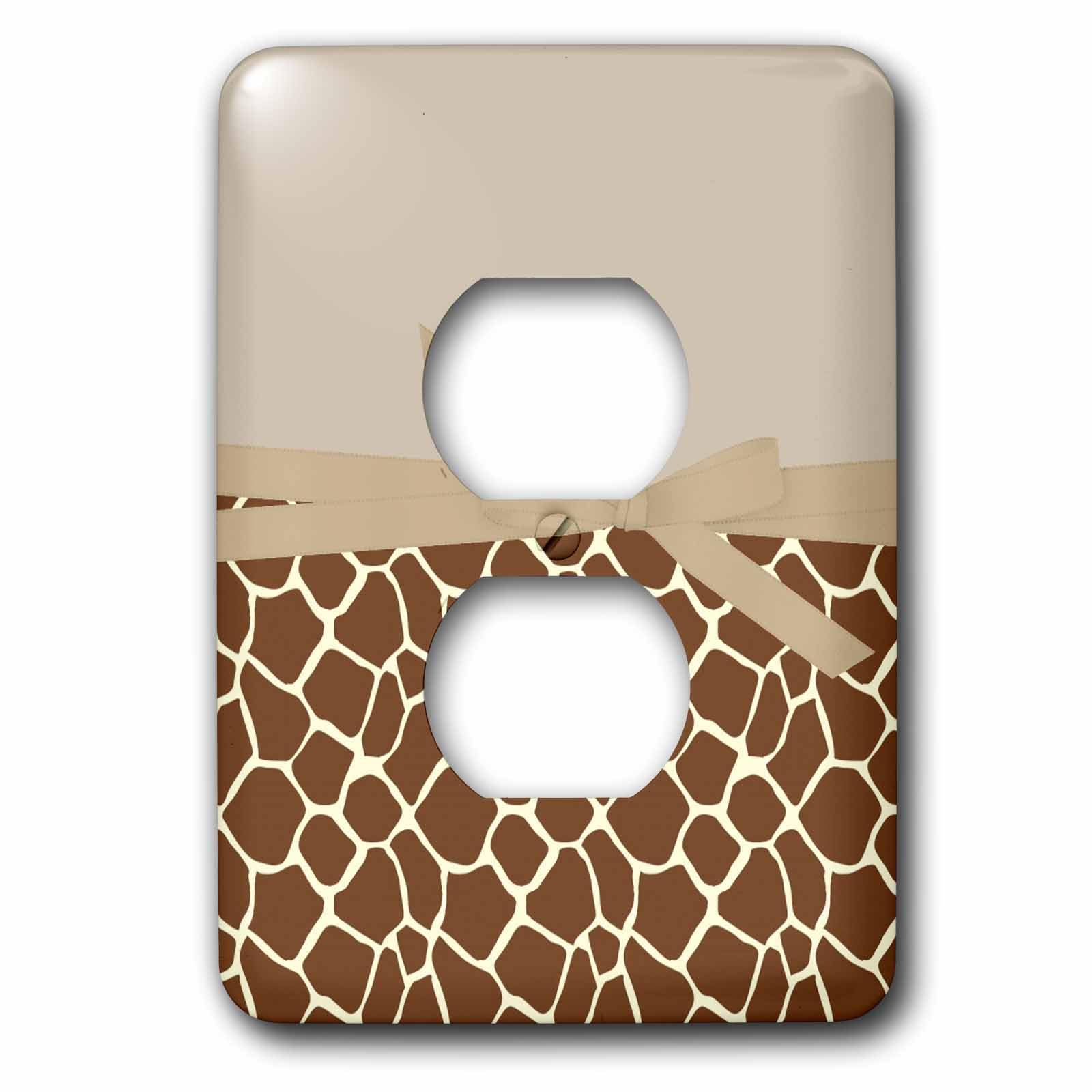 Placa de enchufe decorativa con estampado de jirafa y lazo para pared color crema
