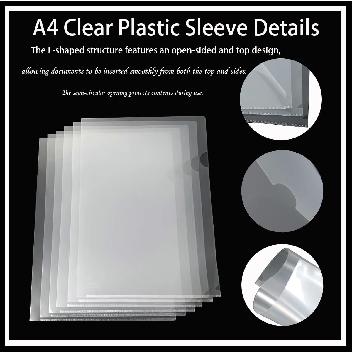 50 Pack A4 Plastic Sleeves,180-Micron Heavyweight Plastics Sleevess for A4 Paper,Plastic Sleeves,Suitable for Home,School,Business,Project,and Archival Use. - Image 3