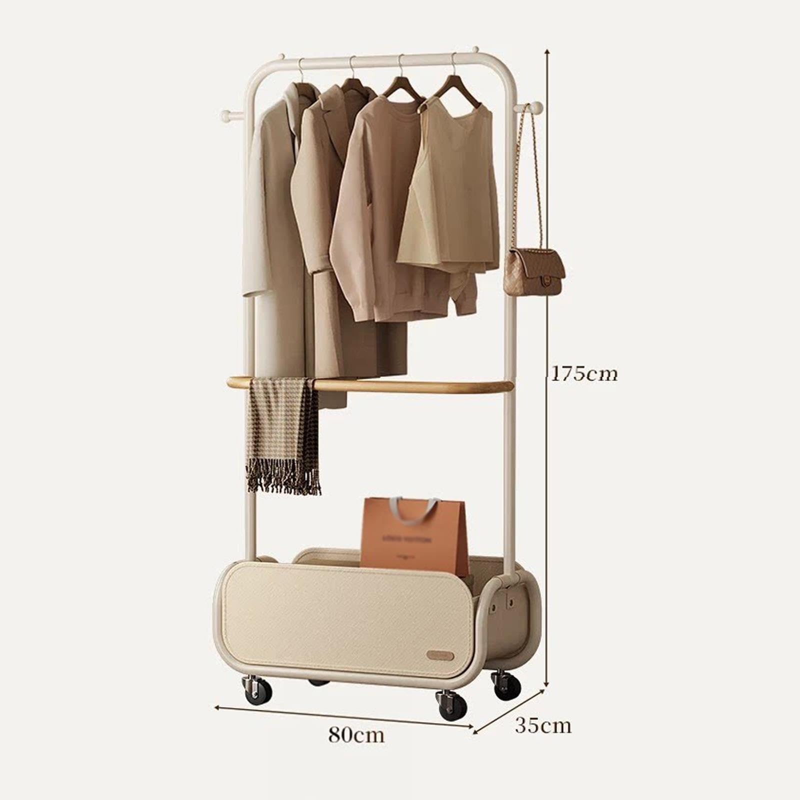 Perchero rodante, organizador de ropa de madera moderno for dormitorio