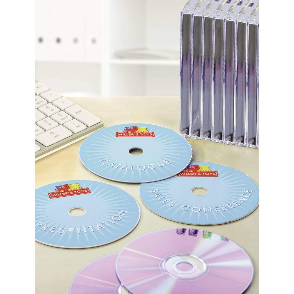 AVERY Zweckform J8676-25 selbstklebende CD-Etiketten (50 blickdichte CD-Aufkleber, Ø 117mm auf A4, SuperSize, Papier matt, bedruckbare Klebeetiketten für alle Inkjet-Drucker) 25 Blatt, weiß