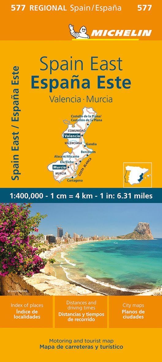 Spain East, Valencia, Murcia - Michelin Regional Map 577: Straßen- und Tourismuskarte 1:400.000