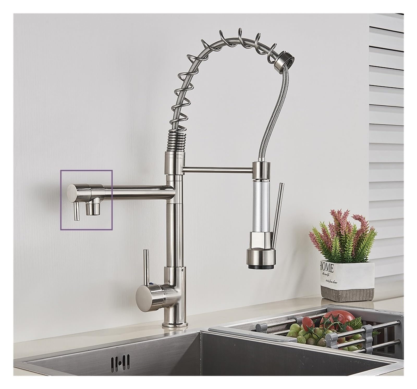 GLETSF Black Kitchen Faucet - 3-Way Drinking Waterap with Aerator 360 Swivel Dual Handle Deck-Mounted Mixer for Kitchen Sink,