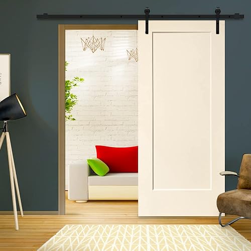 Miniatura 10 de Puerta corrediza interior de madera MDF compuesta pintada, 1 panel con kit de herrajes, 36 x 80 pulgadas, verde oliva