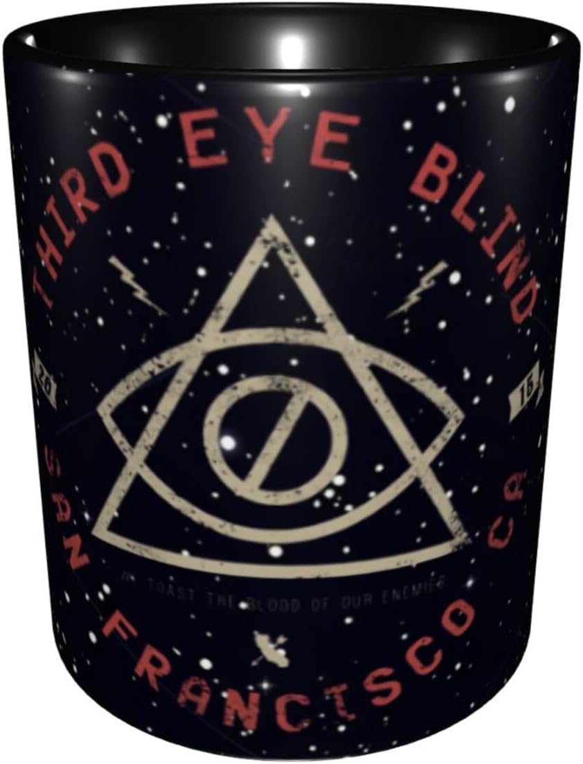 11 OZ Ceramic Coffee Mugs Third Eye Rock Blind Band Novelty Mug Tea Cup with Handle for Home Office Decor