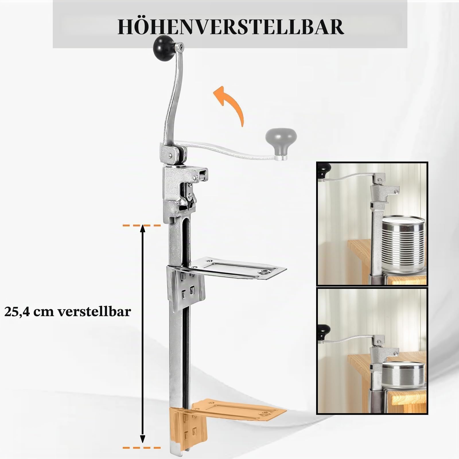 Kommerzieller Tischdosenöffner Gastro #10, Stahl Dosenöffner mit 2 Klingen | Manueller Profi-Dosenöffner mit stabilem Metallsockel, geeignet für Restaurants, Hotels und Lebensmittelgeschäfte