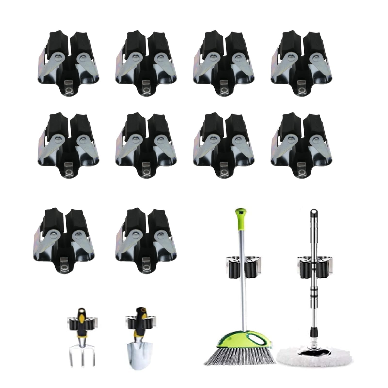NIYATA 10Pcs Mop Holder Wall Mounted,Broom Holder