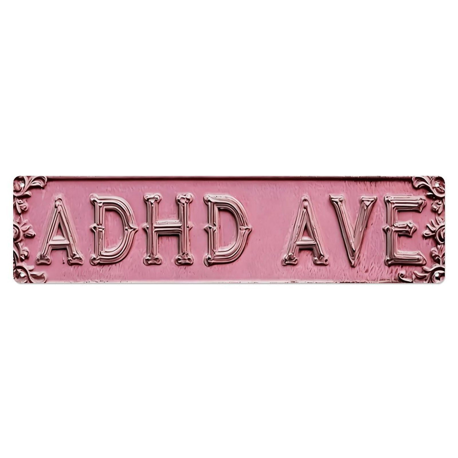 Pink Embossed Floral ADHDAVE Vintage Street Sign Vintage Aluminium Metal Sign, Retro Wall Decor for Home, Bar, Garage & Farmhouse 10 * 40cm