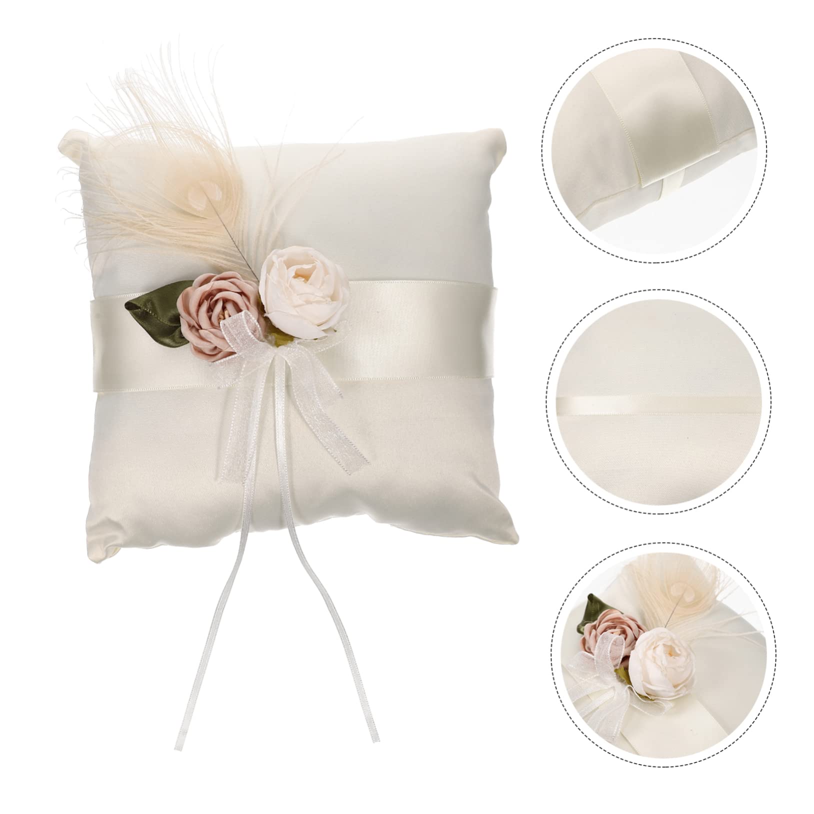 ABOOFAN 4pezzi Cuscino Portafedi Satin Decorativo Con Fiore e Fiocco Per Matrimonio Accessorio Elegante Per Cerimonie e Occasioni Speciali Per Matrimoni Interni Ed Esterni
