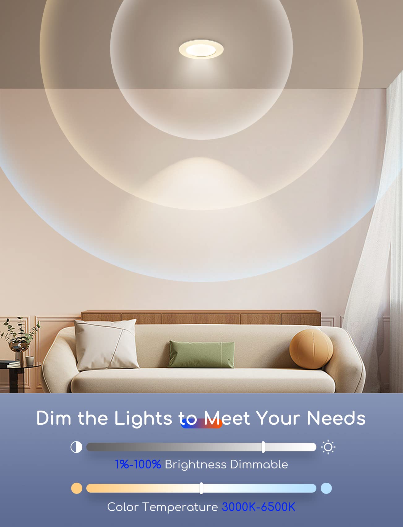 Aigostar 15 W inteligente Downlight LED, 4 Pack Luces para Alexa de 1430 LM Wi-Fi, Focos LED empotrada compatible con Alexa y Google Home, Regulable de luz cálida a blanca 3000-6500K, Φ145-155 mm