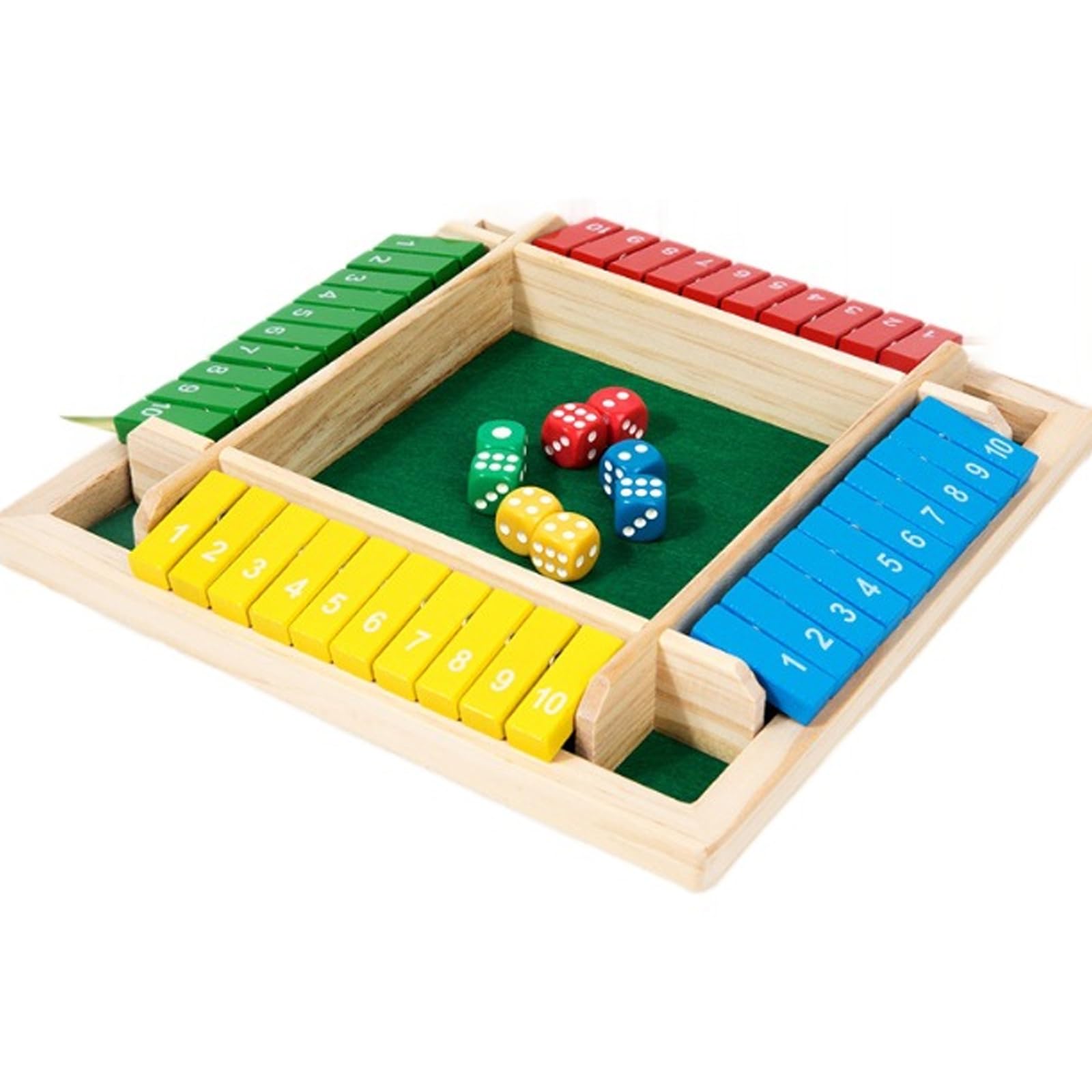 SiumPklay Shut the Box Game,Wooden Table Game Dice Shut The Box for 4 Players,Education Toy Gift for Kids