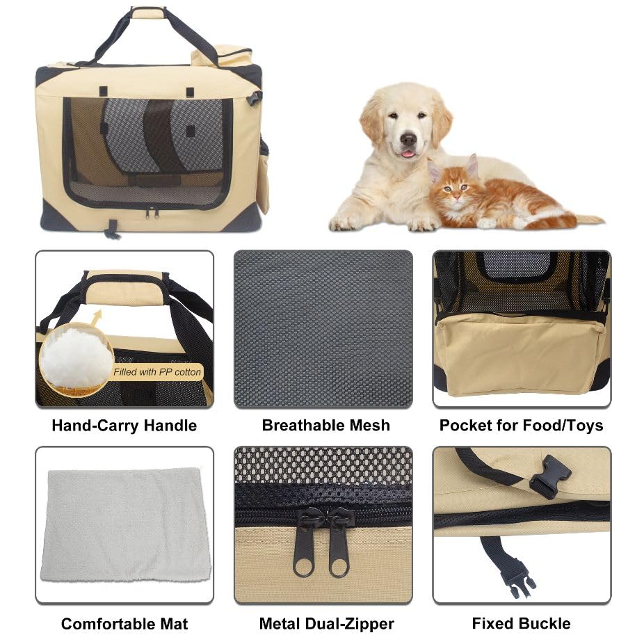 Gabbia Per Cani UnderDog Pieghevole 50x35x35cm - Tessuto Pile Trasportino Morbido - 5