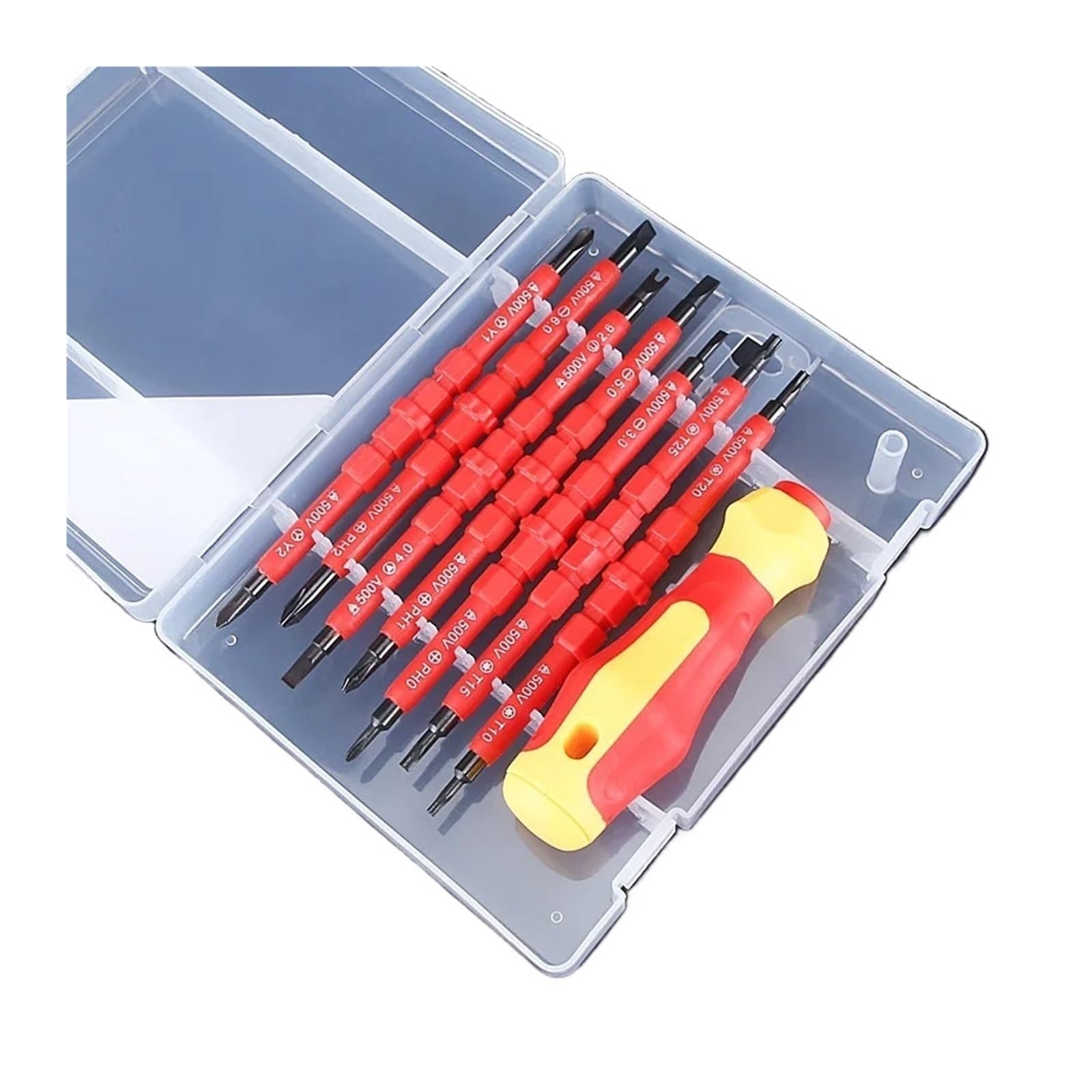 Set utensili multiuso Kit di strumenti riparazione per elettricisti Set utensili manuali 13 cacciaviti isolati intercambiabili da 1000 V con punte a taglio magnetiche