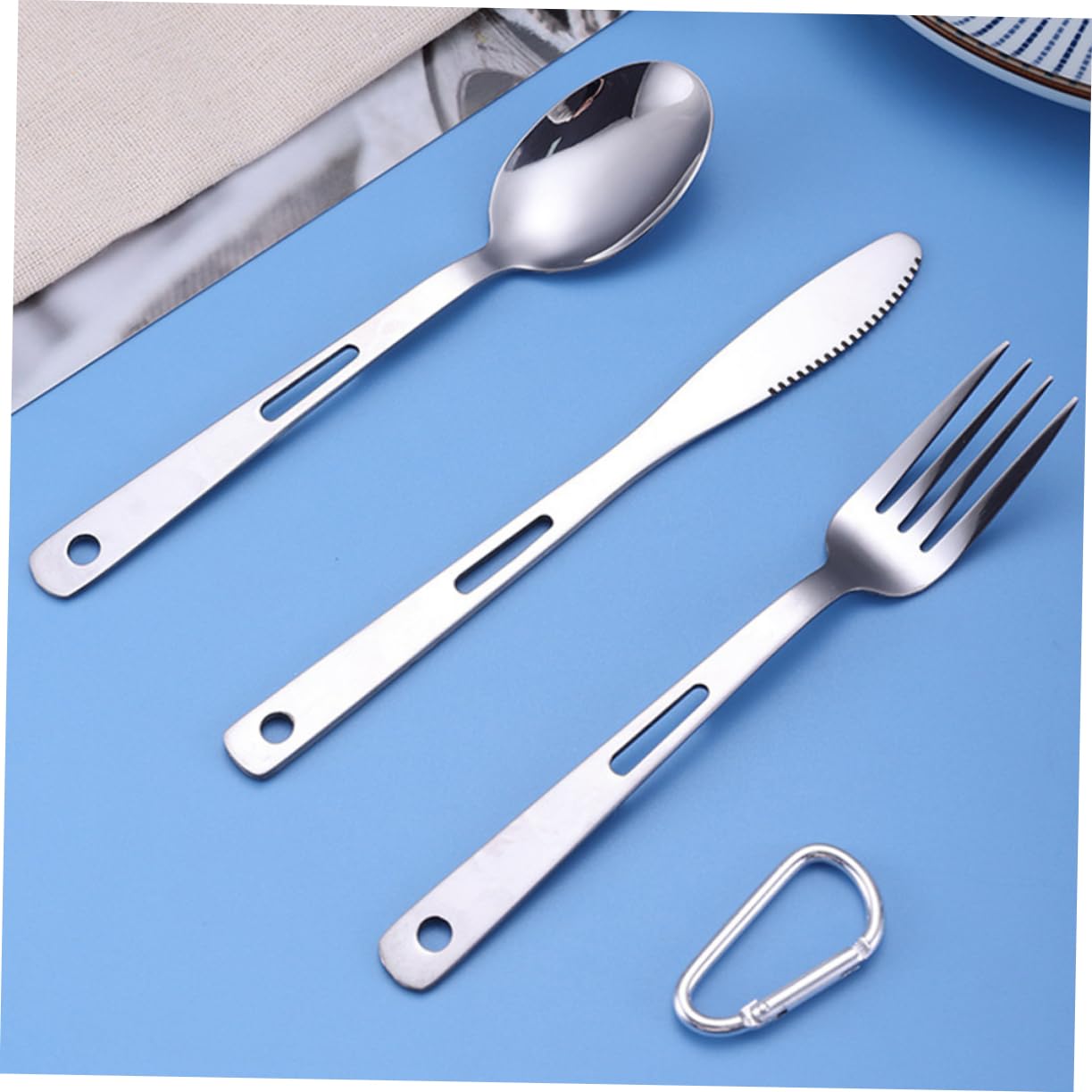 Kisangel Posate Da Campeggio in Acciaio Inox Stoviglie Portatili Per Picnic Escursioni Barbecue Utensili Da Viaggio Compatto e Leggero