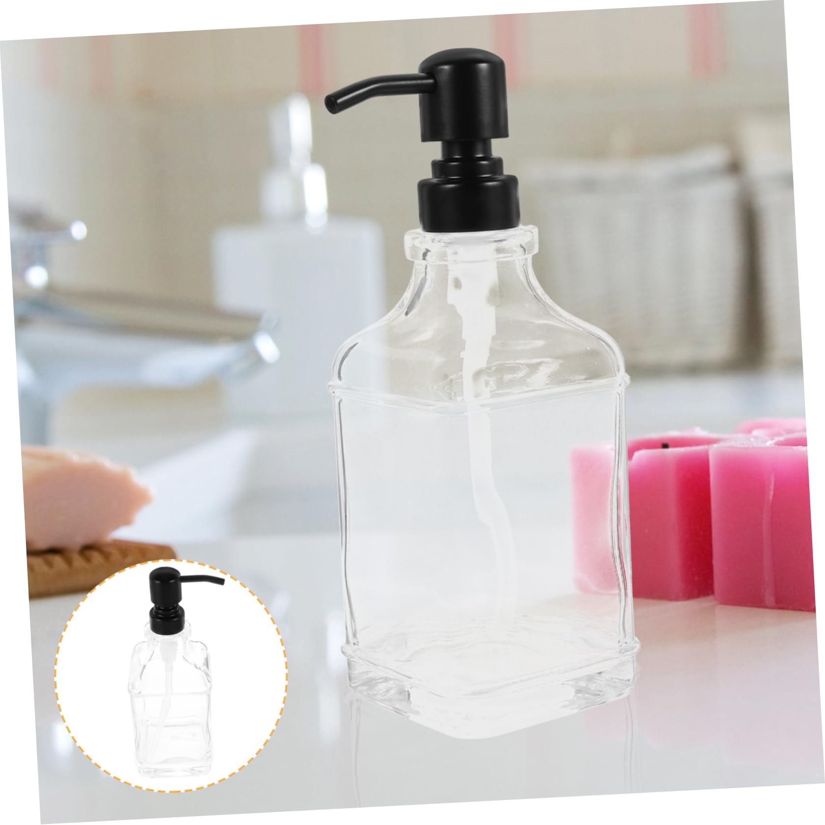 Dispensador De Jabón De Manos Vacío De Vidrio Transparente Dispensador De Jabón para Baño Reutilizable para Loción Champú