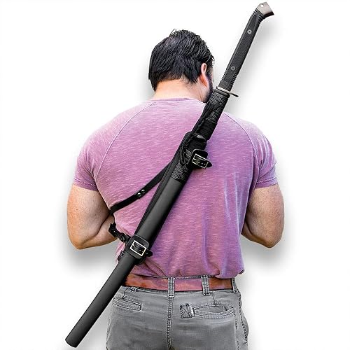Honshu Arnés de vaina sobre el hombro | Cuero y acero inoxidable | para Honshu Broadsword | Cómoda opción de transporte de espada | 15 3/4 pulgadas