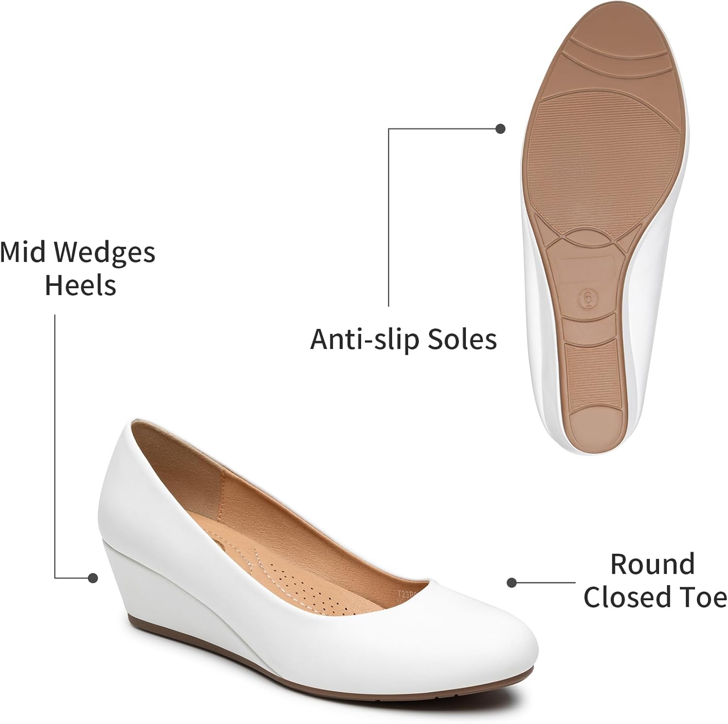 Trary Women's Wedges Heels for Women Pumps Round Toe Mid Heels Comfortable Closed Toe Dressy Shoes Women Pumps Wedge Shoes for Wedding Work Office Party 1.8 Inches - Image 6