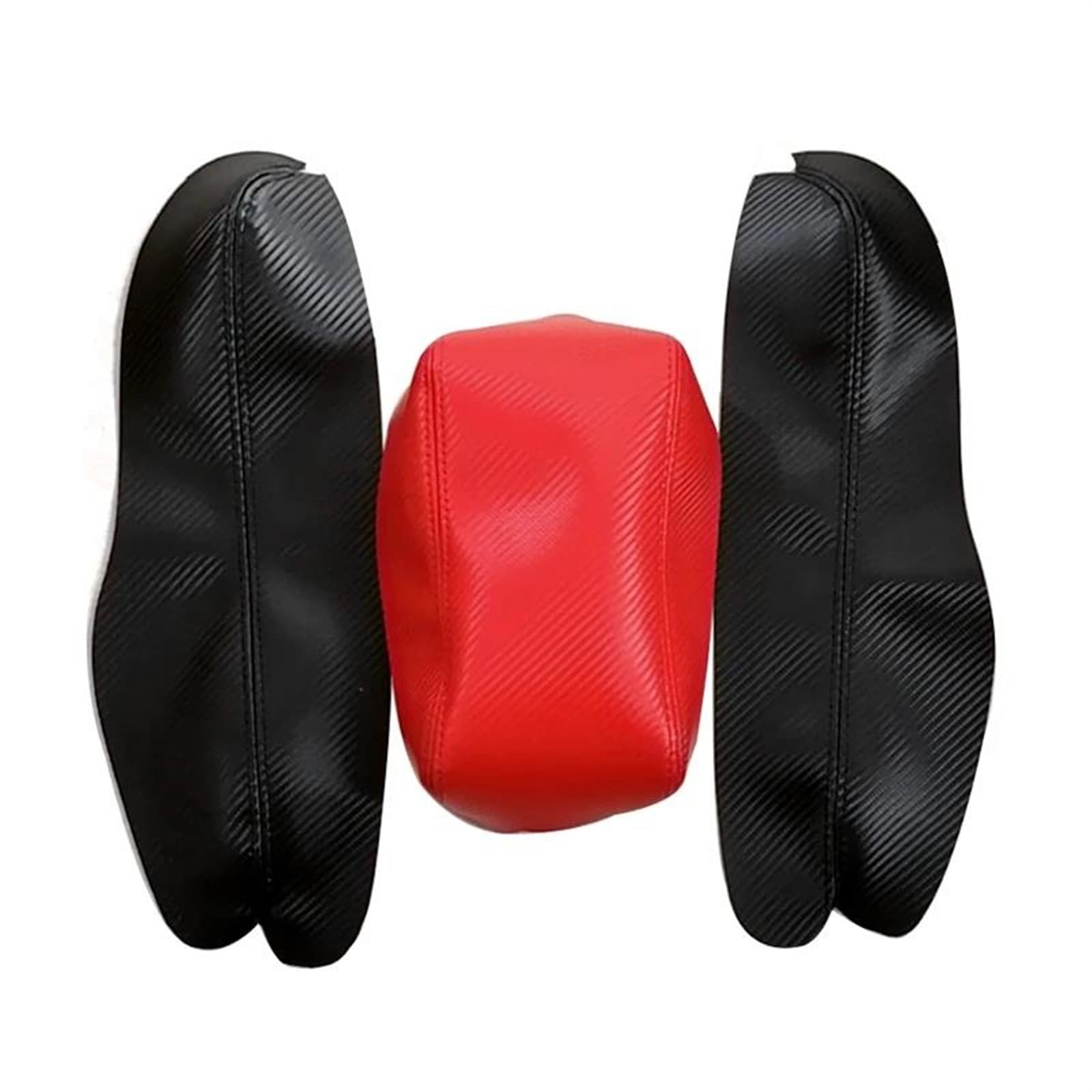 Car Central Control Armrest Box Cover Sticker Decorative Leather for Civic 10th Gen 2016 2017(Red-Black Carbon)