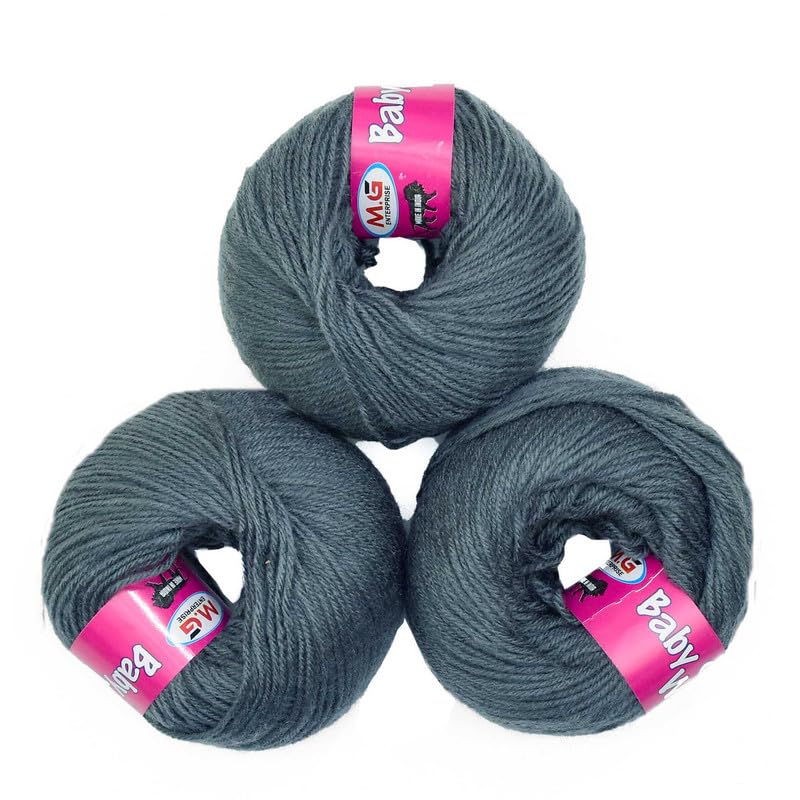 Image of M.G ENTERPRISE 100% Acrylic Wool Wrosted Grey 6 Pc Baby Wool 4 ply -EC Art-HI
