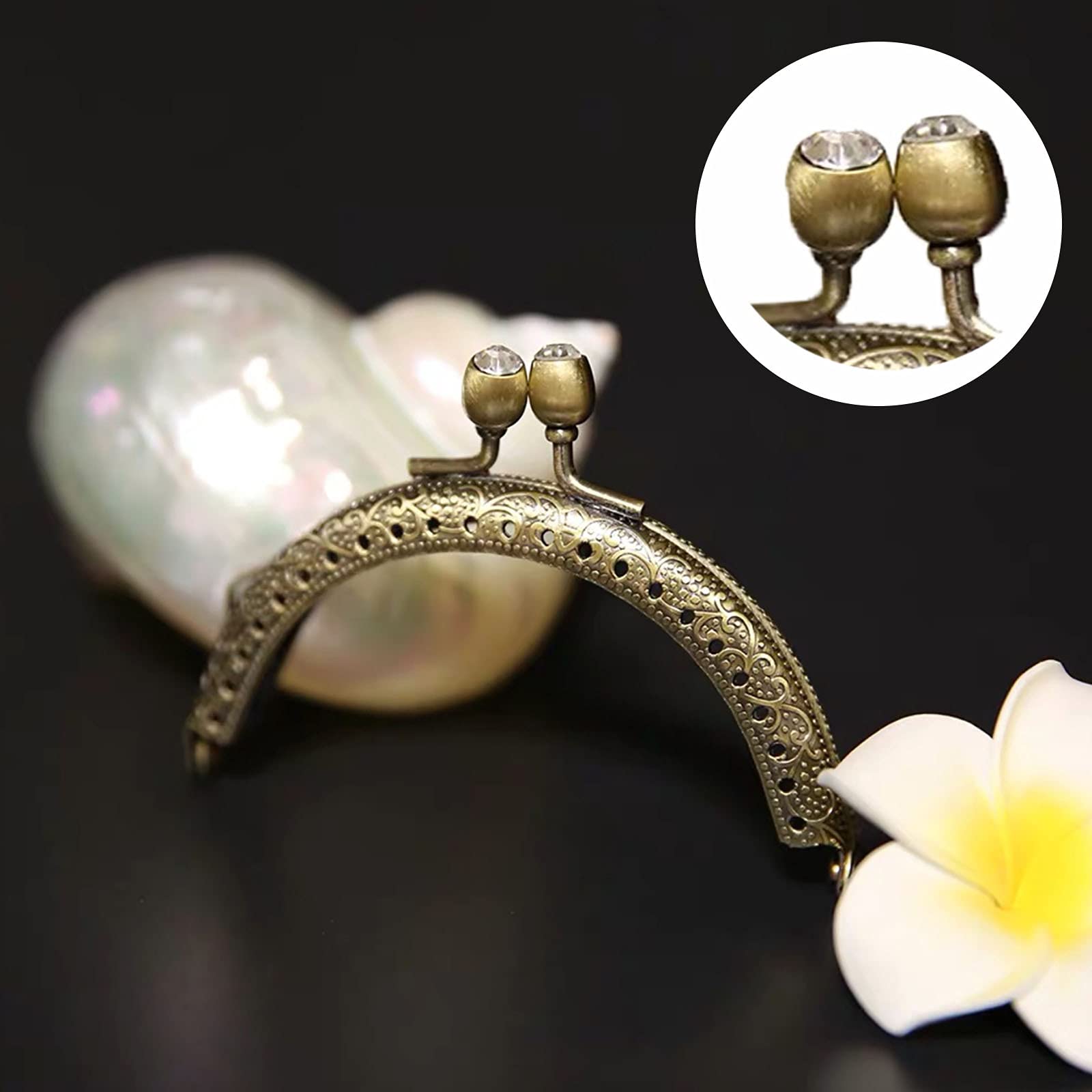 PERSELOSO 6 Stück Taschenrahmen Mit Ohr - Silberfarbene Verschlussrahmen Für DIY Geldbörsen