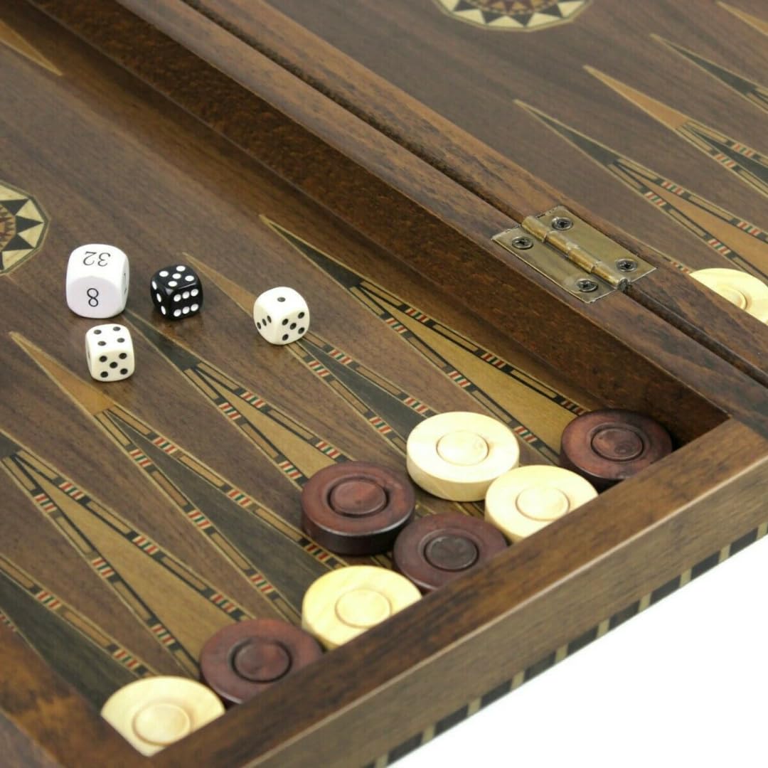 Helena Rural Walnut - Juego de ajedrez de backgammon de 50,8 cm, piezas de ajedrez francés Staunton