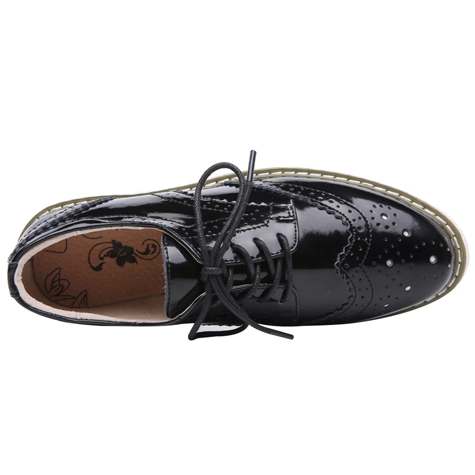 ANUFER Mujer con Cordones Brogues Zapatos Deportivos Casual Plataforma Creepers
