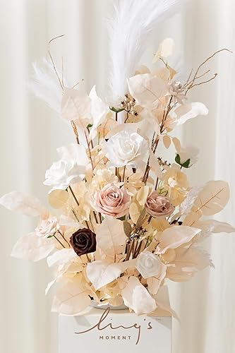 Miniatura 5 de Ling's Moment - Arreglos de flores artificiales de 41 pulgadas de alto, 2 piezas, de otoño, decoración para arco de boda, altar, ceremonia,