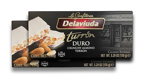 Delaviuda La Confiteria Turron Duro, Turrón Crujiente de Almendras (Paquete de 2)