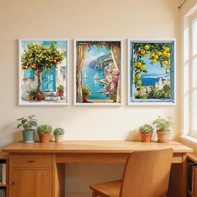 Tableau sur toile azur et agrumes pour une douceur méditerranéenne - 5