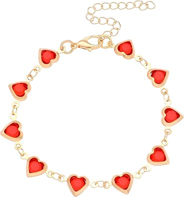 Colorful Heart Rhinestone Bracelets for Women Aesthetic Rainbow Bracelets Multi-color Birthday Bracelets