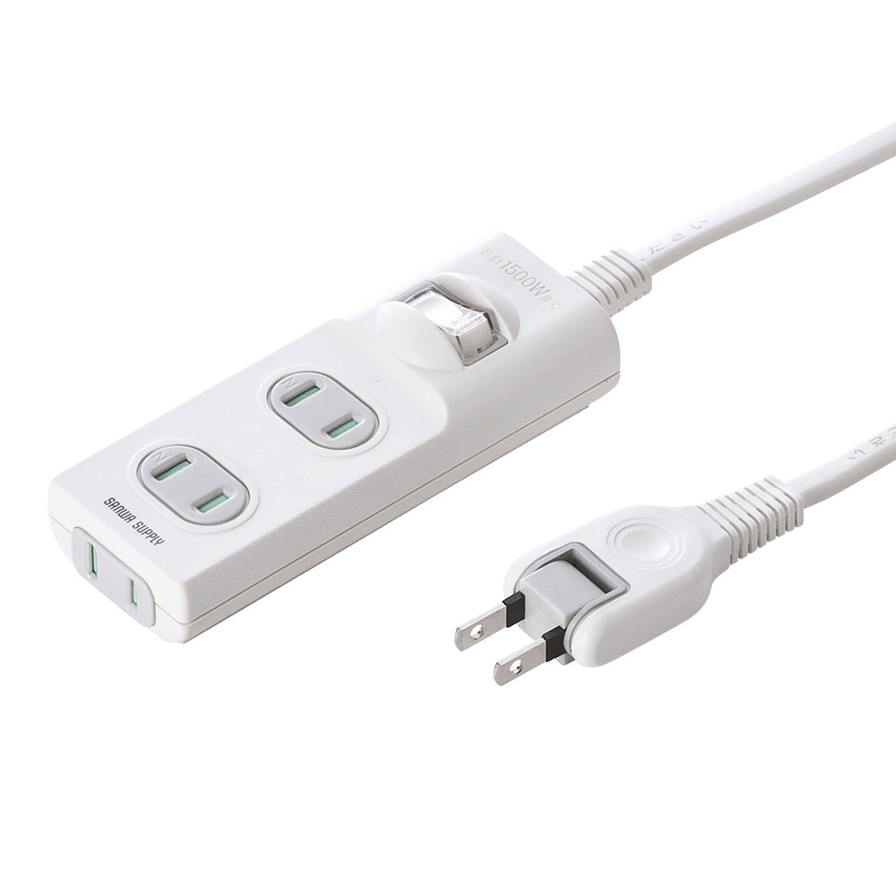 サンワサプライ 火災予防安全タップ 2P・3個口 ホワイト 2m TAP-TSH32SWN