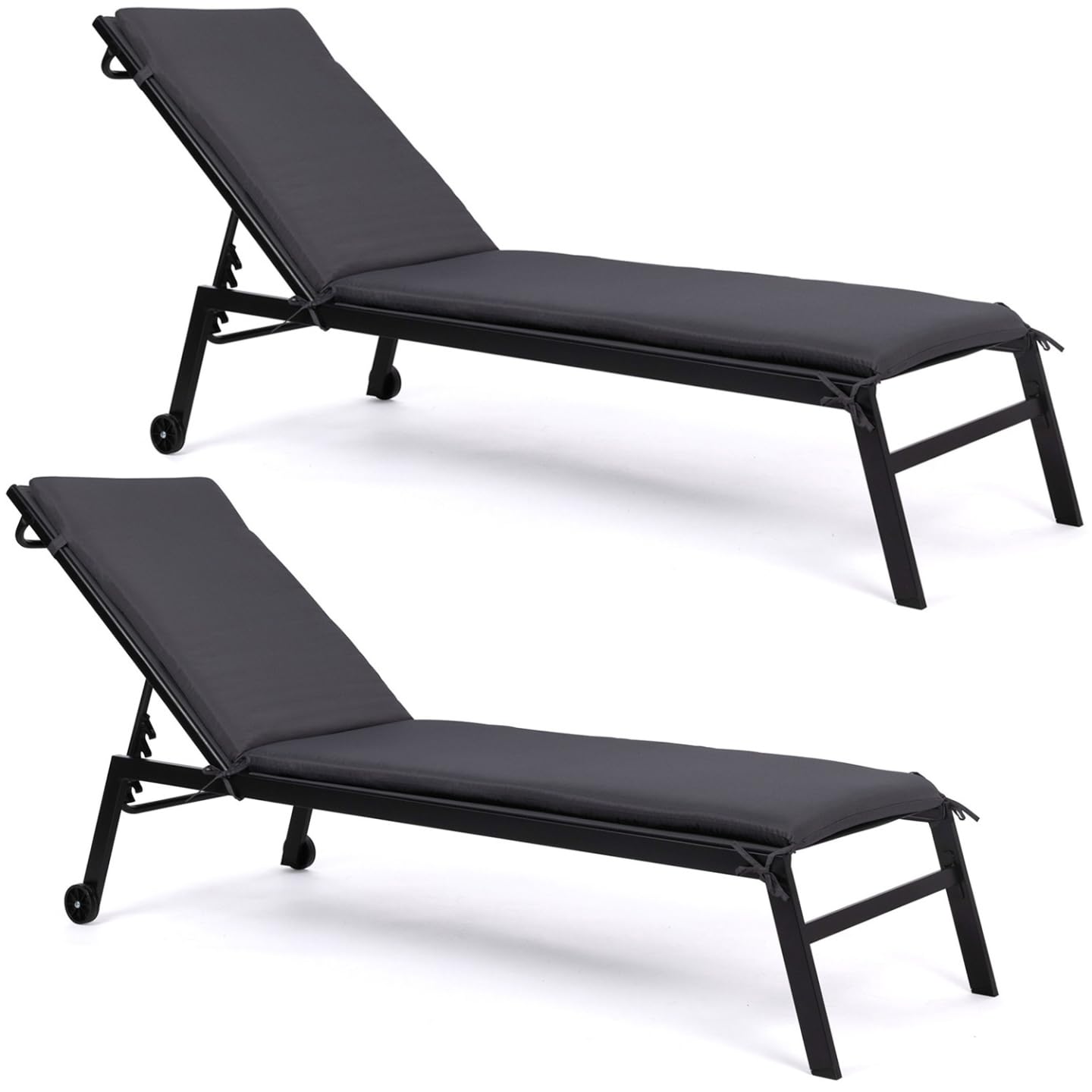 IDMarket - Lot de 2 Coussins transat 190 cm Gris Anthracite