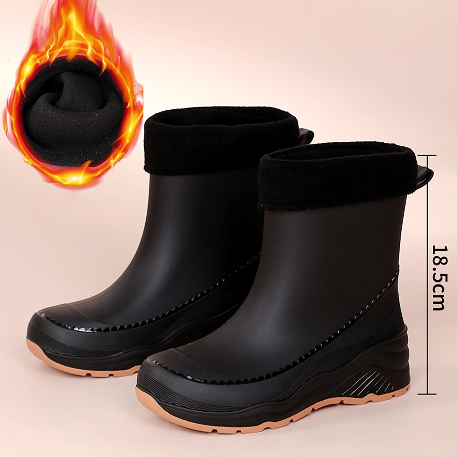 Botas de goma para mujer, medias altas, botines de goma, forradas, botas de lluvia, botines impermeables, zapatos de jardín, antideslizantes, para lluvia, botas de lluvia, botas de goma