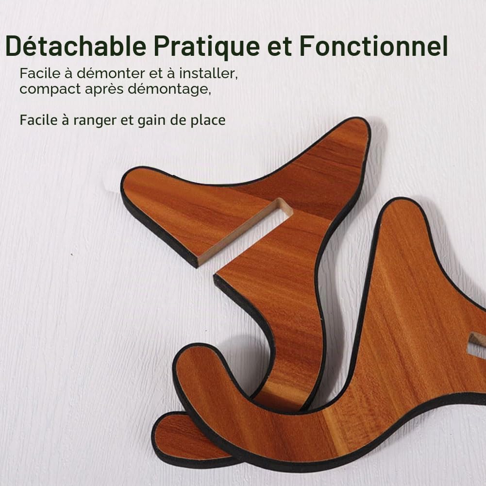 Support pour Ukulélé, Guitare, Mandoline, Banjo, Violon - Support X-Frame avec Bord Eponge, Support Guitare Sol, Bois, Marron