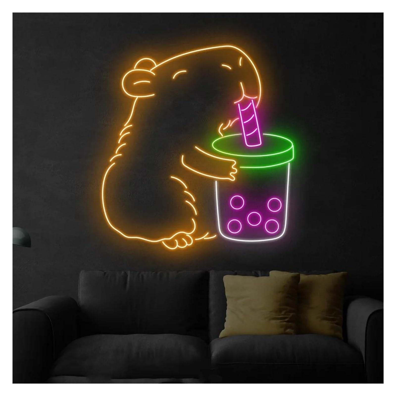 Insegna al neon Tè al latte per insegna per neon per alimentazione per luminosità regolabile per luci per 38cmx38cm
