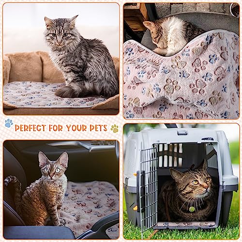 Tatuo 4 Pcs Dog Blanket Pet Puppy Blanket Puppy Teething Toys Paw Print Fleece Blanket for Pet Cat Soft Warm Sleep Mat Guinea Pig Cage Blanket - Image 6
