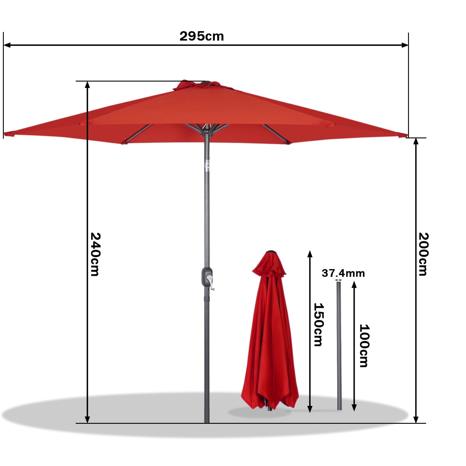 Angel Living Sonnenschirm 3M mit Kurbel und Neigung, Marktschirm mit UV50+ für Garten Terrasse Balkon