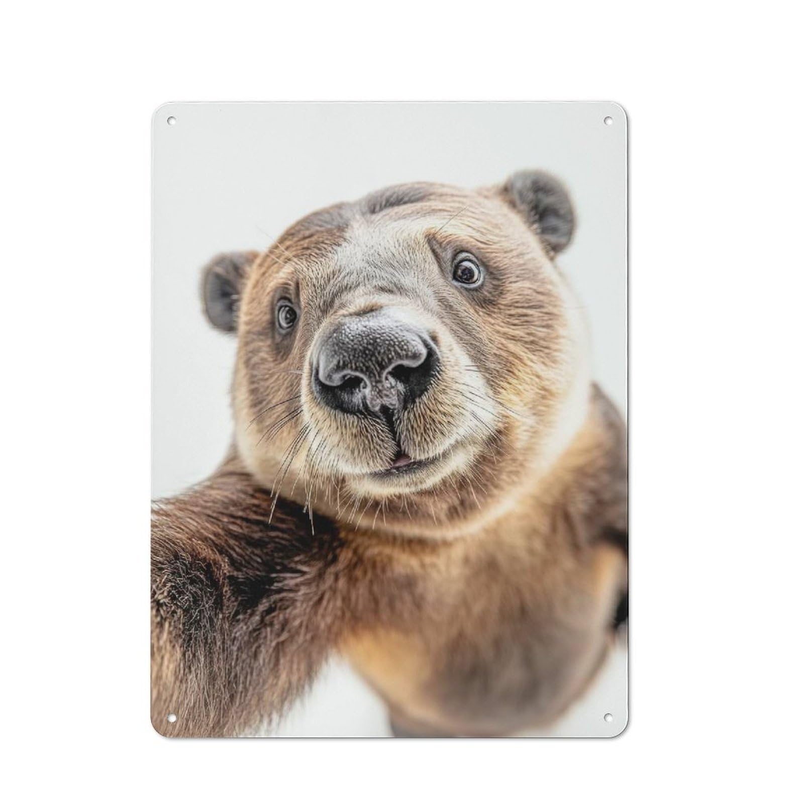 Junmoney A Beaver Taking A Selfie 40X30cm Retro-Style Tin Sign With For Café Or Restaurant, Winter Wall Decor For Hospitality Interior Collectors