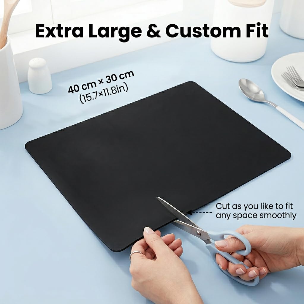 Tapis Silicone Noir 40x30 cm Protection Plan de Travail Cuisine Antiderapant Résistant Chaleur Eau