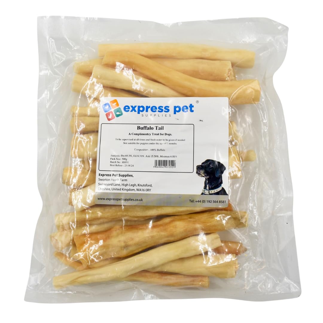 Express Pet Supplies Buffalo Tails 100% Natural Dog Treat Chew (500g)