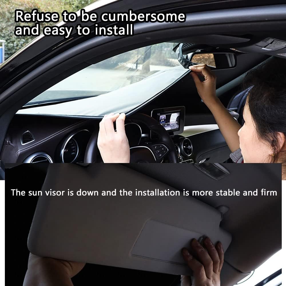 Auto Windshield Sun Shade Custom Fit for Toyota RAV4 2019-2025 Foldable Car Front Window Sunshade Interior Accessories Sun Visor Protector Reflective Cover Block UV Rays & Sun Heat(Black)