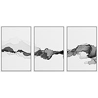 SIGNWIN 3 Piece Framed Canvas Wall Art Black and White Mountain Canvas Prints Home Artwork Decoration for Living Room,Bedroom - 16