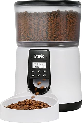 Miniatura 8 de Arspic - Comedero automático para gatos dispensador automático de alimentos para gatos de 4 litros con temporizador programable y control de