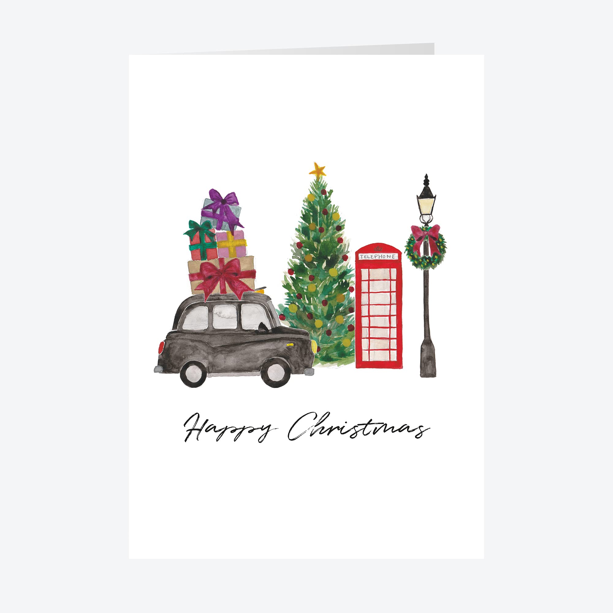 Me Loovely London Taxi Personalised Cards Pack with Envelopes Luxury Cards Customised Merry Seasonal Greeting Card Set (A6 Size, Pack of 45)