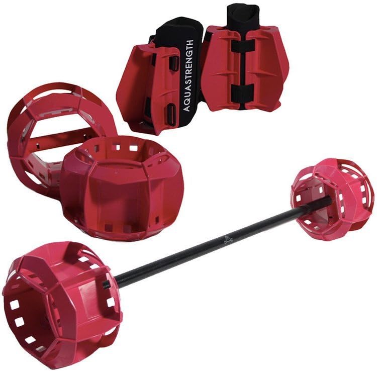 Aquastrength Medium Resistance Water Weights Functional Pool Exercise Equipment Ultimate Total Body Conditioning for Strength, Power, Agility – Barbell, Bells, Fins, Medium Resistance Bundle