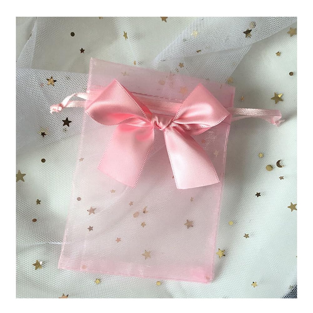 Yurosiay Pack of 30 Colourful Organza Bags with Satin Bows Organza Bags with Drawstring Gift Bags Organza Jewellery Bag Organza Bag Wedding Pink 11 x 16 cm